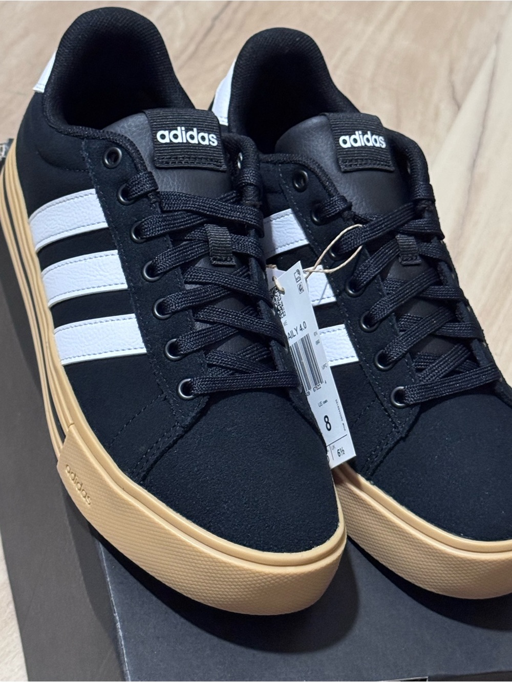 Adidas Daily 4.0 Men's Black & White Low-Top Sneakers with Gum Sole